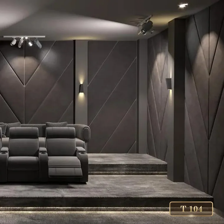 Recliner seating on a raised platform against panelled walls, catalogue reference T 104