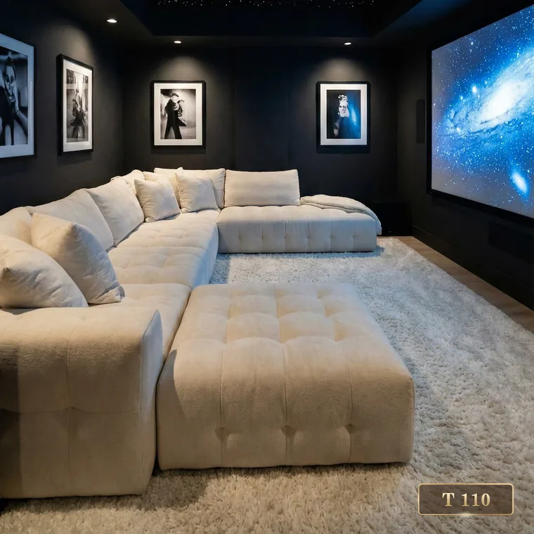 Tufted lounge seating under a fibre-optic star ceiling, catalogue reference T 110