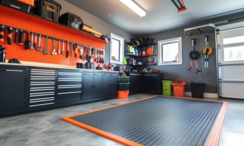 Completed Garage Renovation | Alexandria Home Remodeling Experts Modern garage conversion showcasing a stylish living space with hardwood flooring and recessed lighting—an example of Alexandria home remodeling.