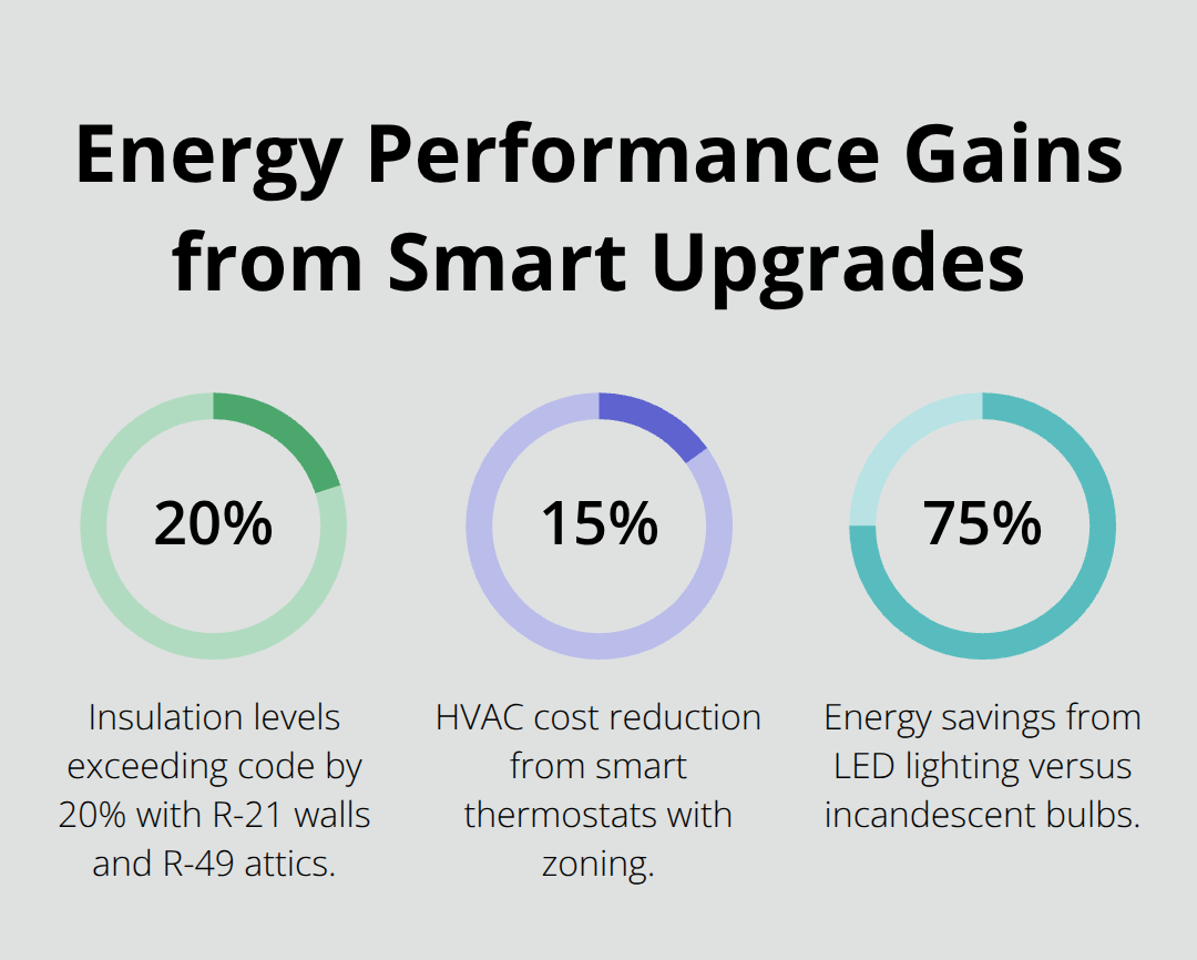 Percentage-based savings from insulation, smart thermostats, and LED lighting in Arlington additions - home additions