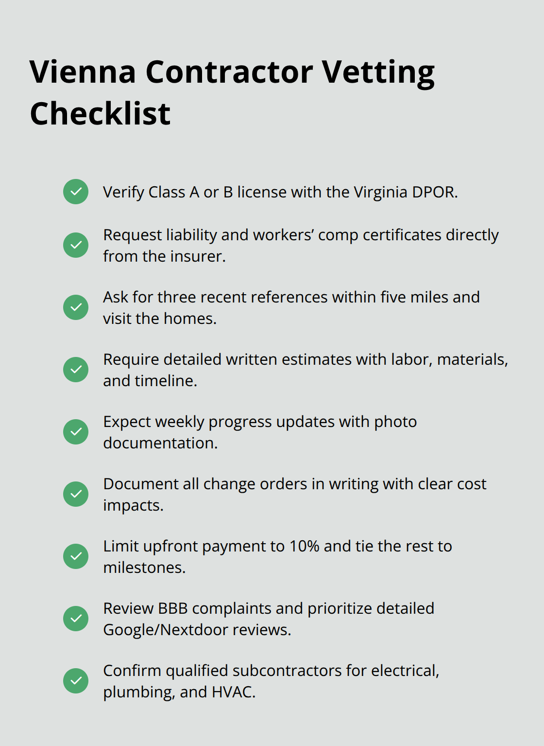 Checklist of steps Vienna homeowners should take to vet remodeling contractors - home remodelers