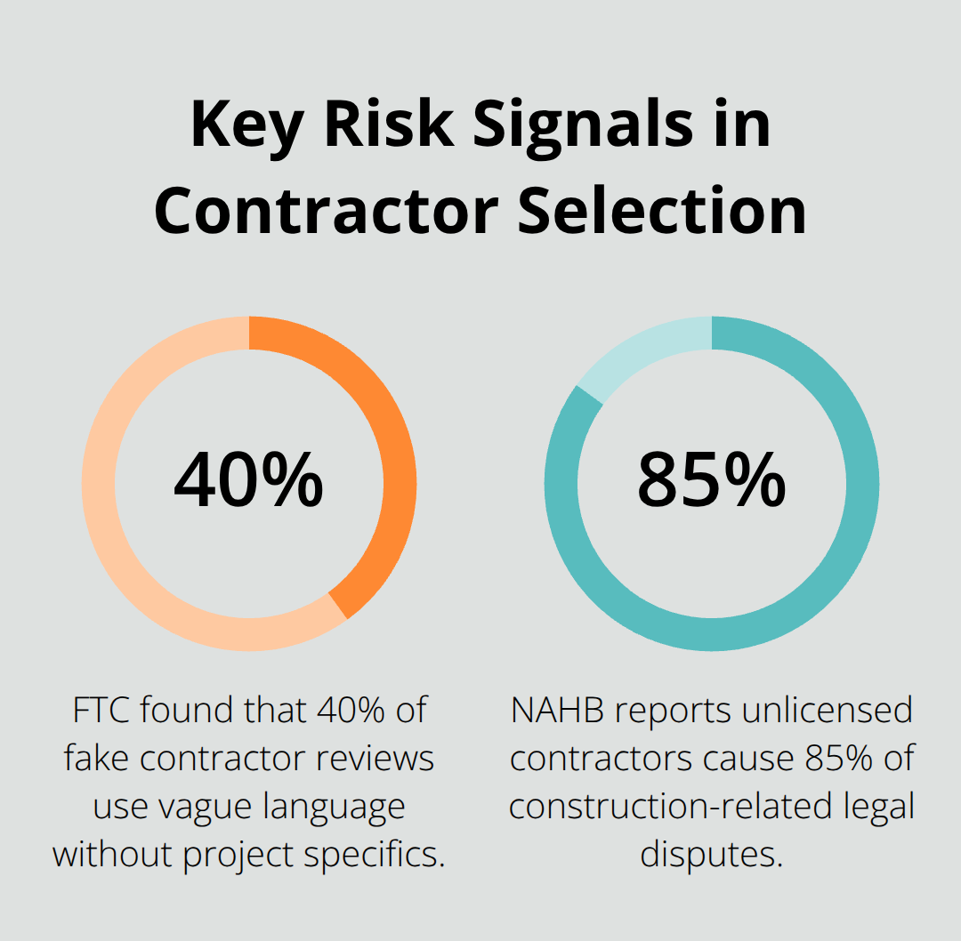 Percentage-based risks tied to contractor selection and reviews