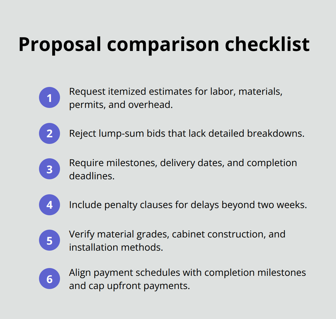 Compact checklist of must-haves when comparing Arlington kitchen remodel proposals
