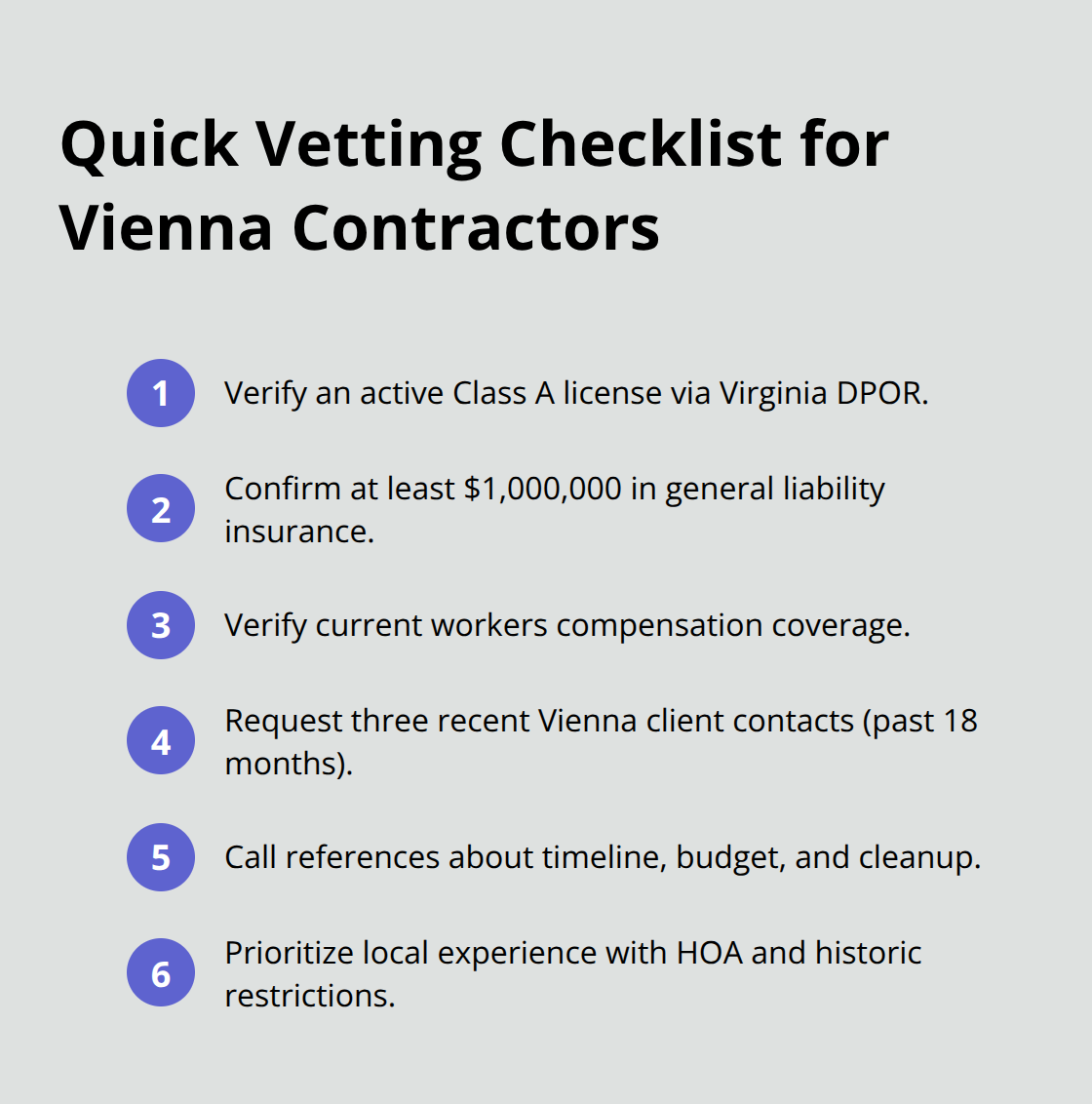 Compact checklist of steps to vet Vienna kitchen remodeling contractors - kitchen remodelers