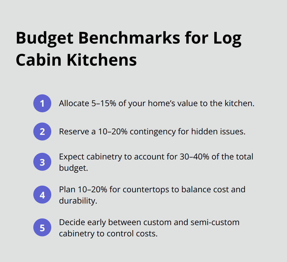 Quick budget allocation guidelines for a log cabin kitchen remodel in the United States